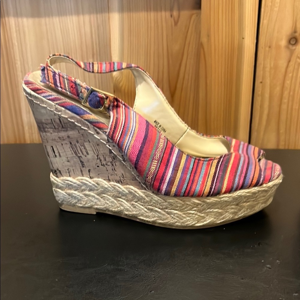 Montego Bay Club Pink and Purple Striped Wedges - Picture 6 of 11